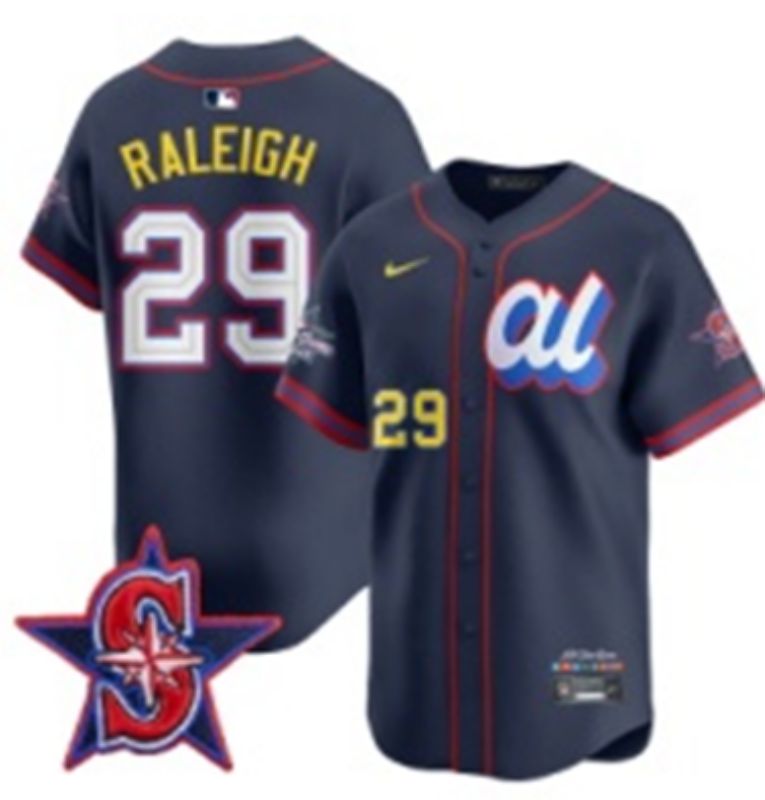 Men 2025 Seattle Mariners #29 Raleigh dark Blue All star Nike MLB Jersey style 01